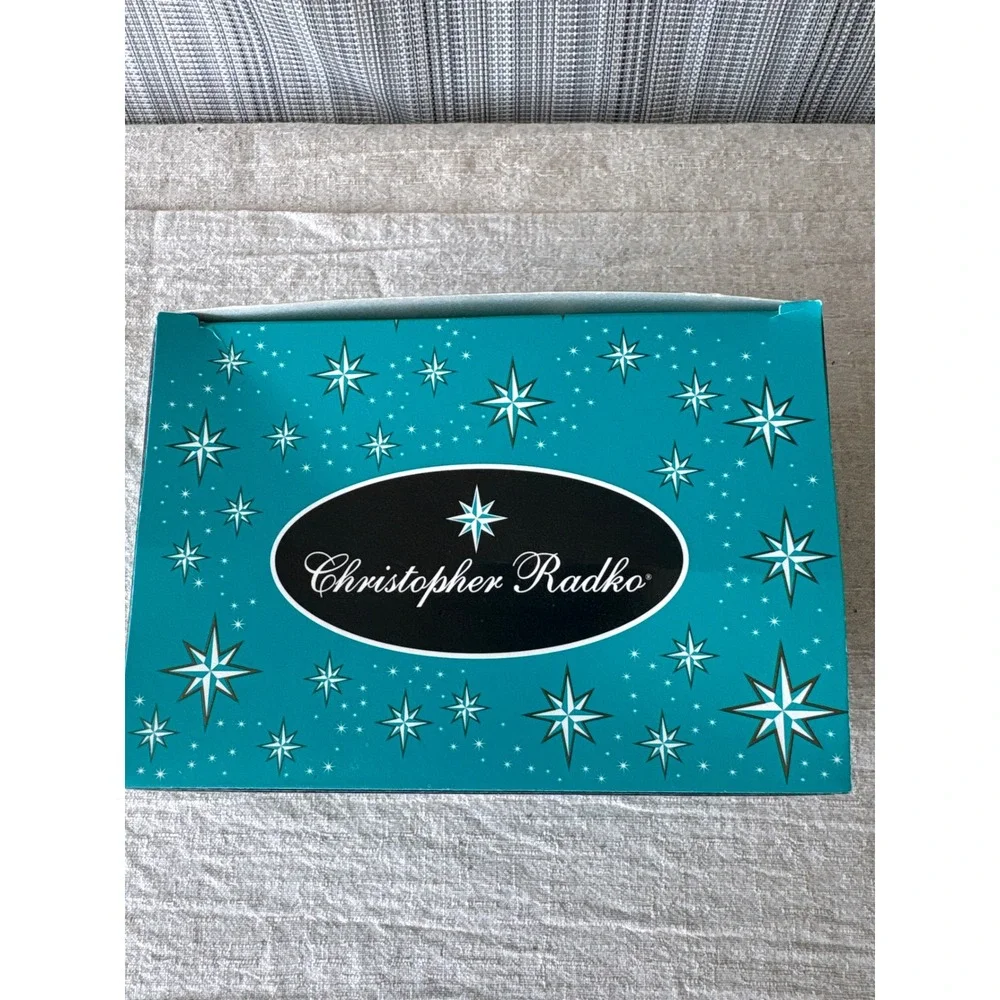 Christopher Radko Ice Skates Glass Christmas Ornament Seasons Greetings Blue Box